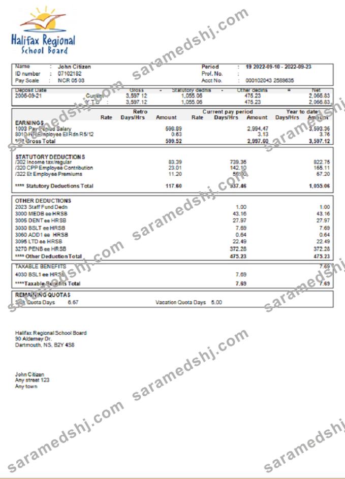 USA educational earning statement template